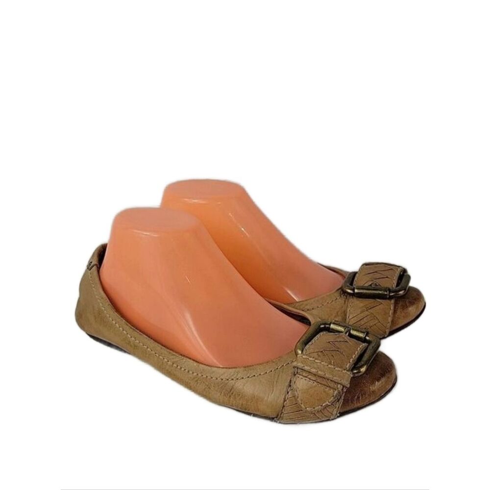 Fossil Maddox Brown Leather Buckle Embellished Solid Ballet